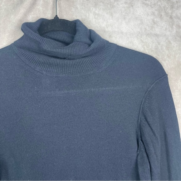 Brochu Walker Asymmetrical Knit Cashmere Blend Turtleneck Sweater In Blue Sz M - Picture 2 of 7